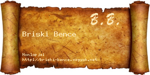 Briski Bence névjegykártya